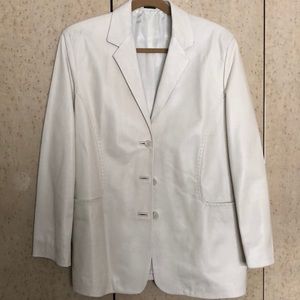 Off white custom leather blazer